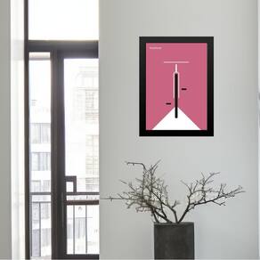 Quadro Bauhaus Bicicleta Rosa 45X34Cm - Com Vidro
