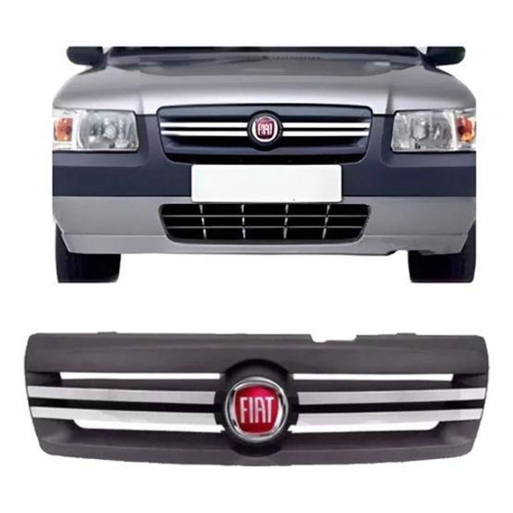 Grade Uno 2006 07 08 09 2010 Cinza Friso Cromado Com Emblema
