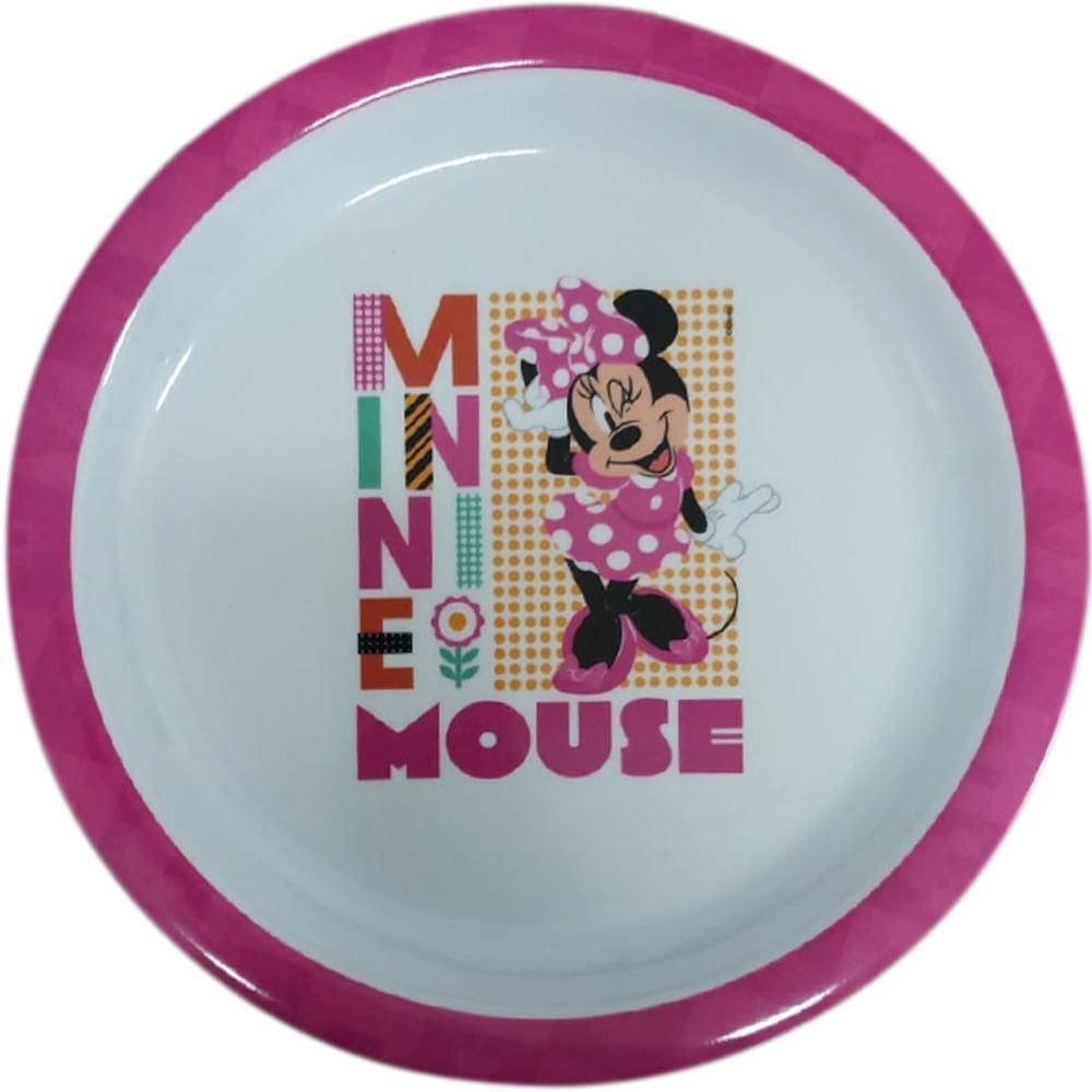Prato Fundo Infantil Disney Minnie Meninas Melamine 21Cm