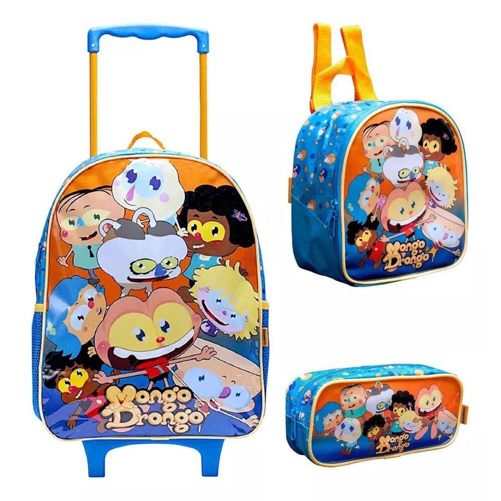 Kit Mochila Infantil + Lancheira + Estojo Mongo & Drongo