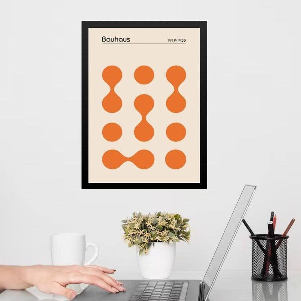 Quadro Bauhaus Orange Poster - Circles Drops 33X24Cm