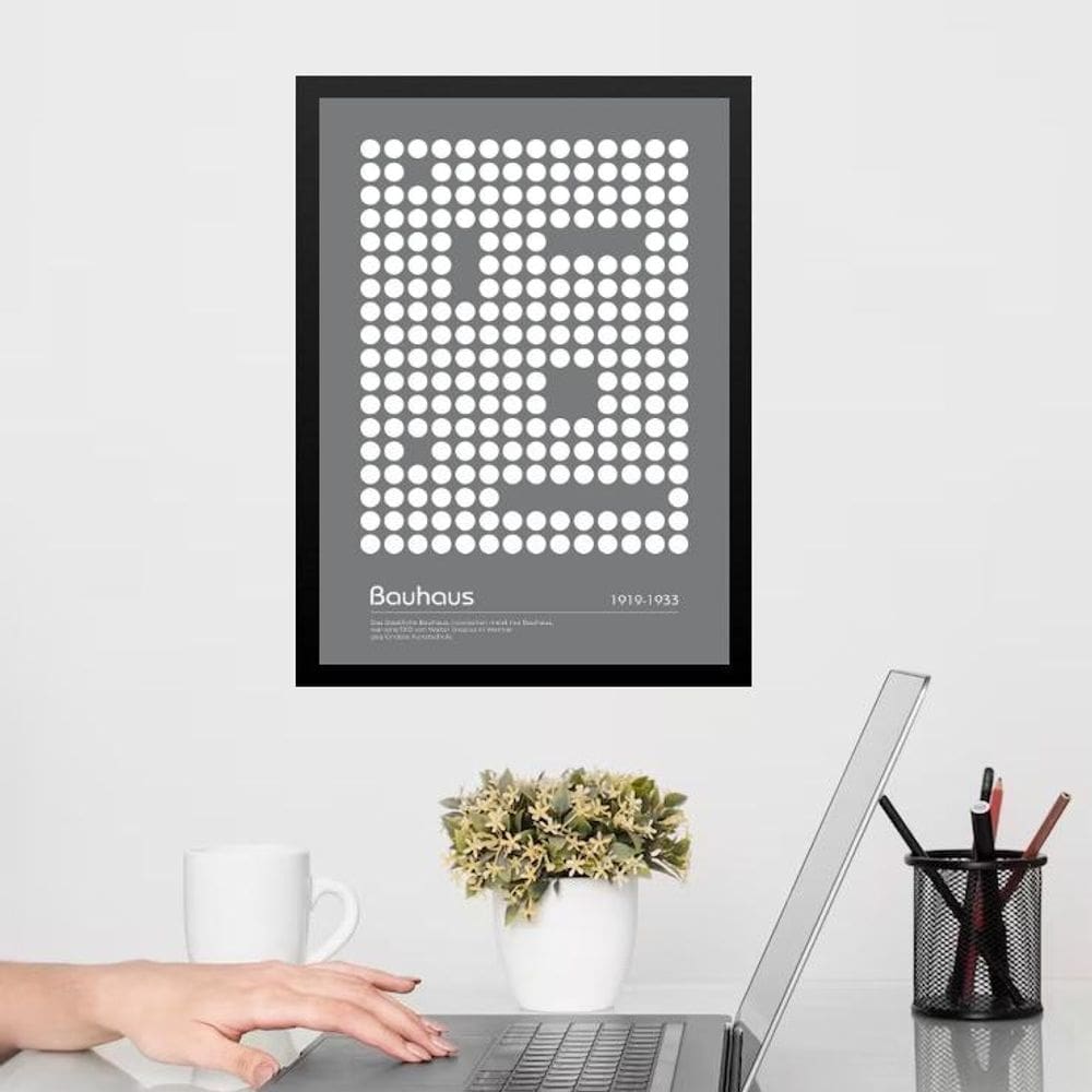 Quadro Bauhaus Grey Geometric Poster - Dot Wall 24X18Cm