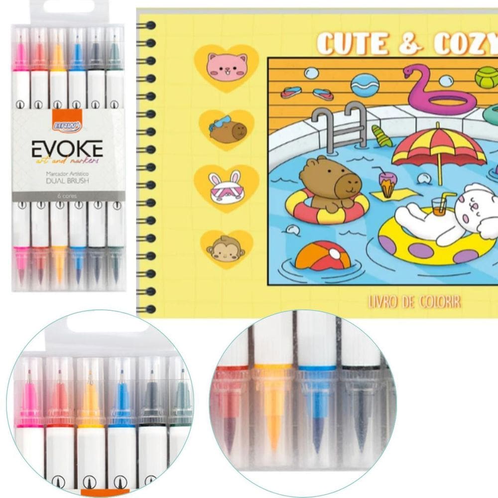 Kit Livro Pintura Bobbie Goods Cute & Cozy Yellow + 6
