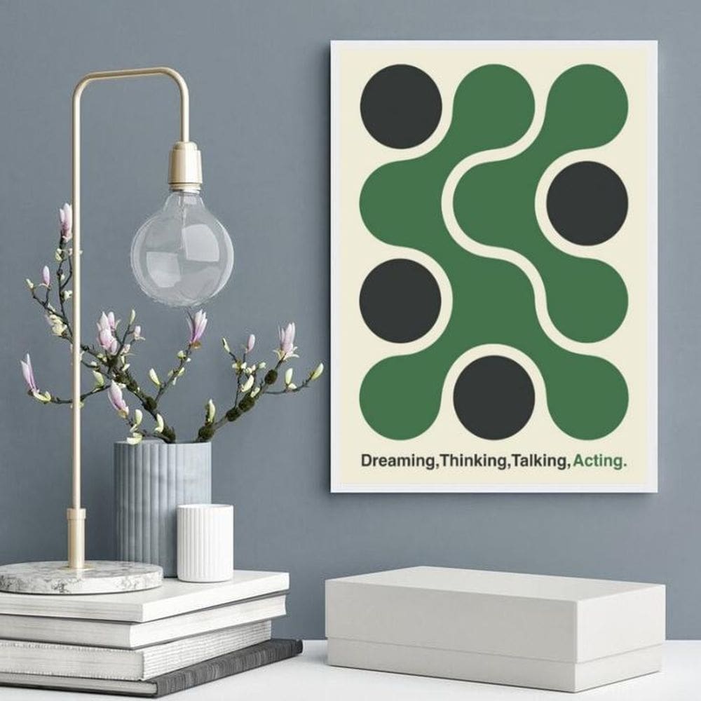 Quadro Poster Bauhaus Verde - Ação 24X18Cm - Com Vidro