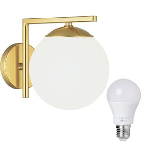 Luminária Arandela Parede 19Cm Globo Vidro 15Cm Metálica