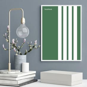 Quadro Bauhaus Green Minimalist Poster 24X18Cm - Com Vidro