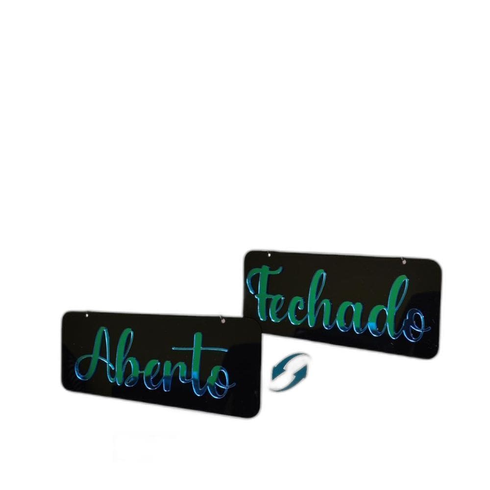 Placa De Sinalização Aberto Fechado Preto E Azul