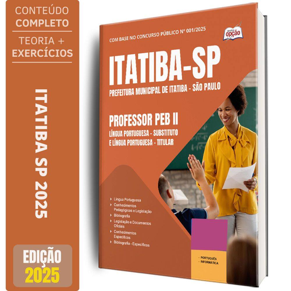 Apostila Prefeitura Itatiba Sp 2025 Professor Peb Ii Língua