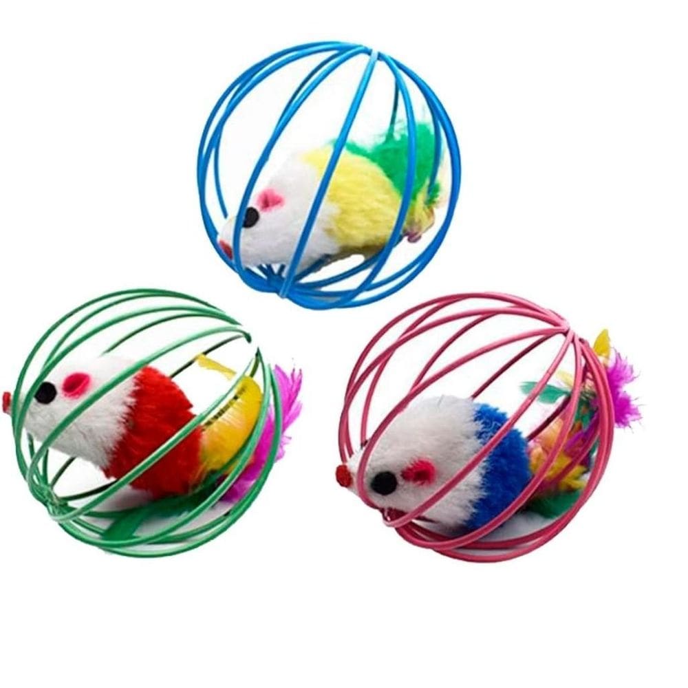 Brinquedo Para Gatos Sisal Ratinho Na Gaiola Formato Bola