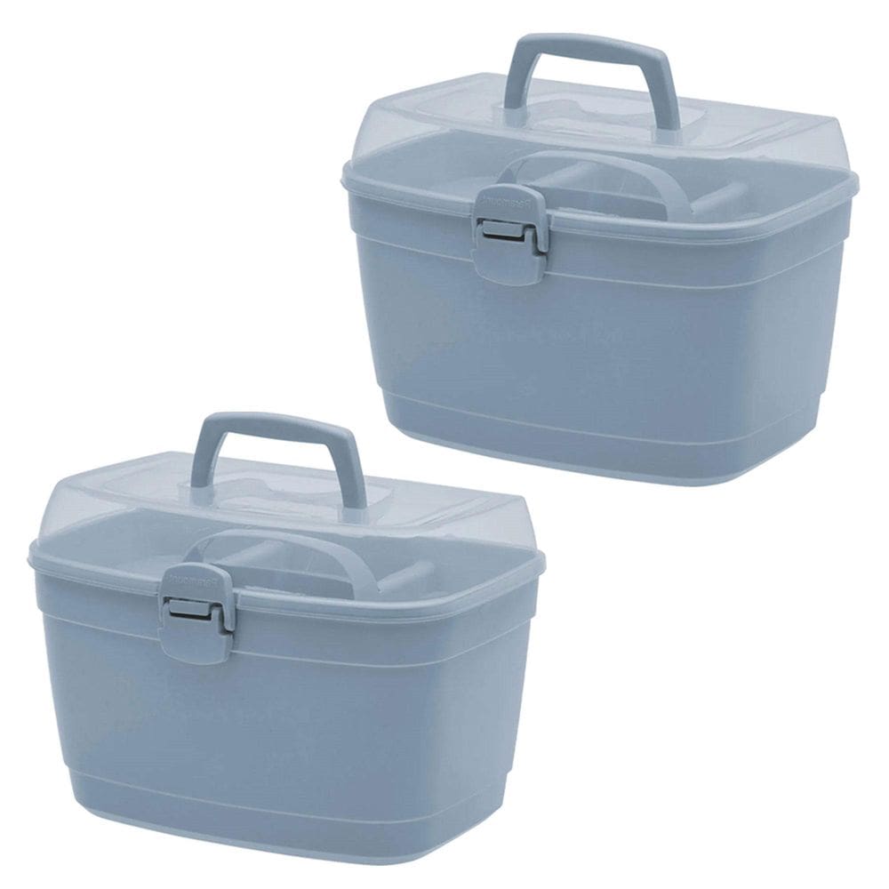 Kit 2 Caixa Maleta Multiuso Organizadora Grande 36Cm Cinza