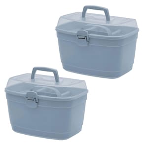 Kit 2 Caixa Maleta Multiuso Organizadora Grande 36Cm Cinza