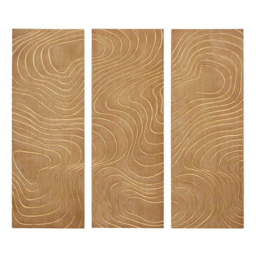 Quadro Mart Em Mdfc/ Detalhe Dourado19972 C/3Pçs 110X40X3Cm