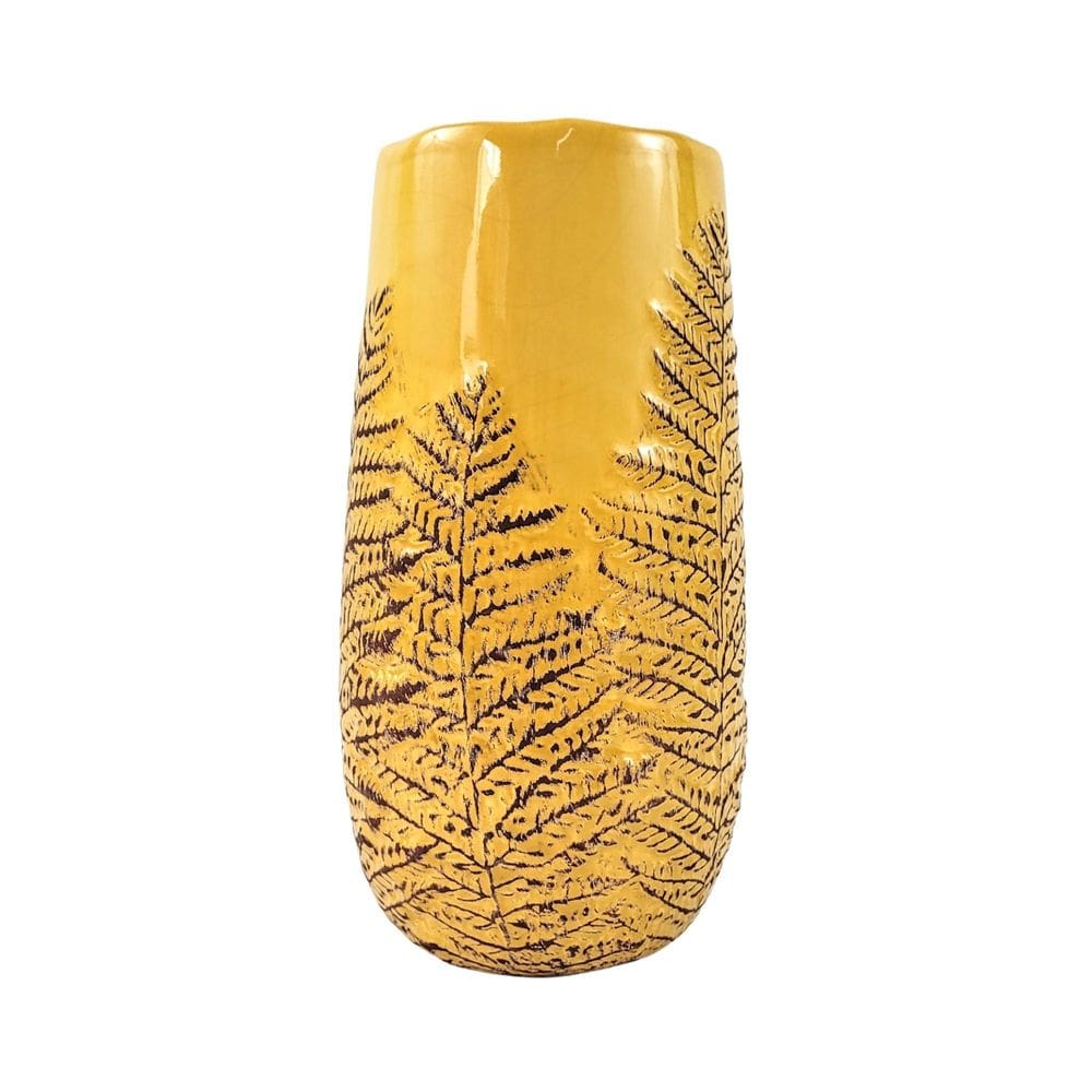 Vaso Decorativo Mostarda Pinheiro 26X14Cm Decoração Luxo