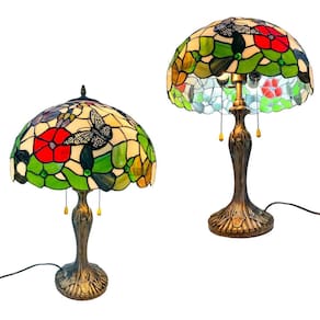 Abajur Tiffany Cúpula Vitral De Mesa 44X61Cm