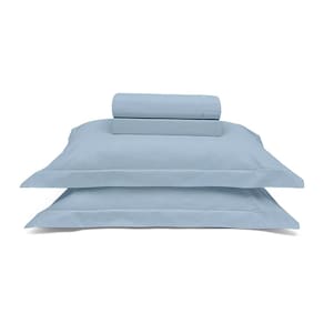 Jogo de Lençol Cama King 4 peças 230 Fios 100% Algodão Reffinata Color Buettner Azul