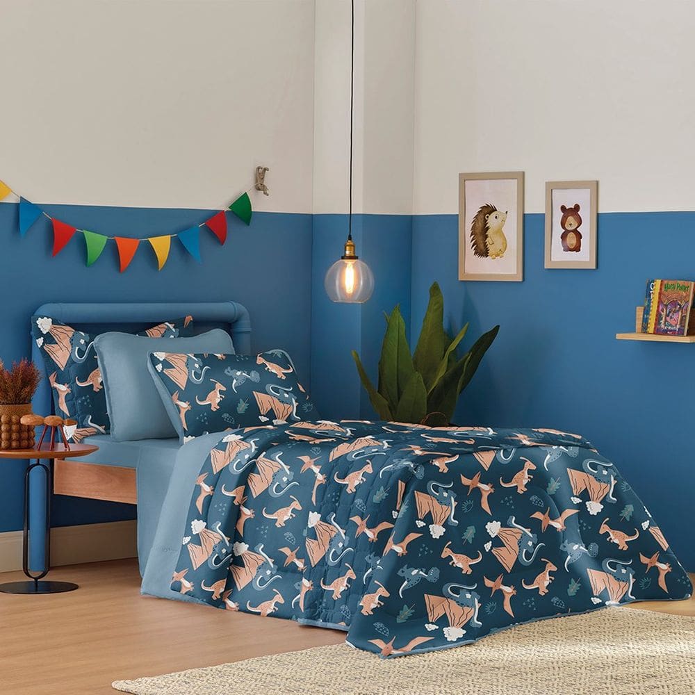 Edredom Solteiro Estampado Atlantix 150x220cm 100% Algodão