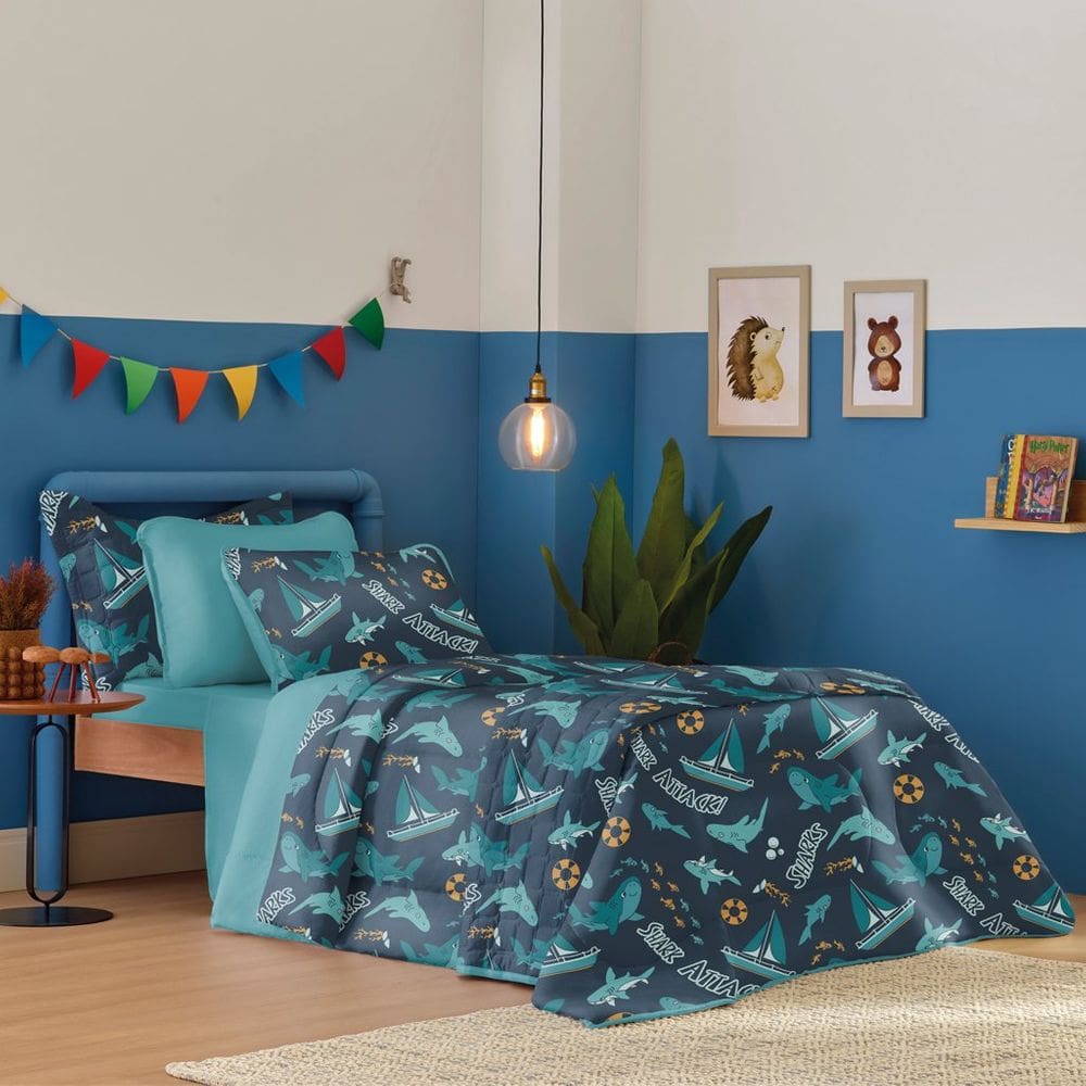 Edredom Casal Estampado Atlantix 200x220cm 100% Algodão