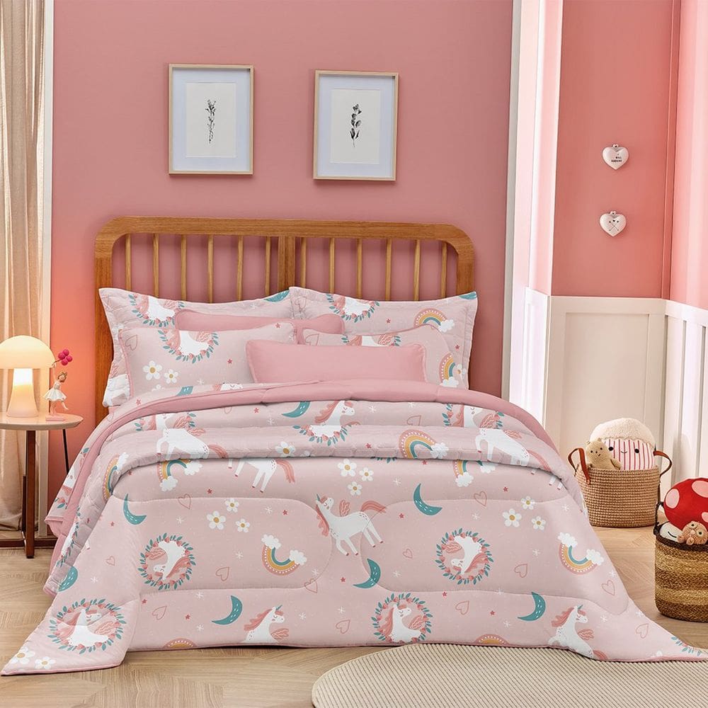 Edredom Casal Estampado Atlantix 200x220cm 100% Algodão