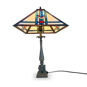 Abajur Tiffany Cúpula Vitral De Mesa 36X61Cm