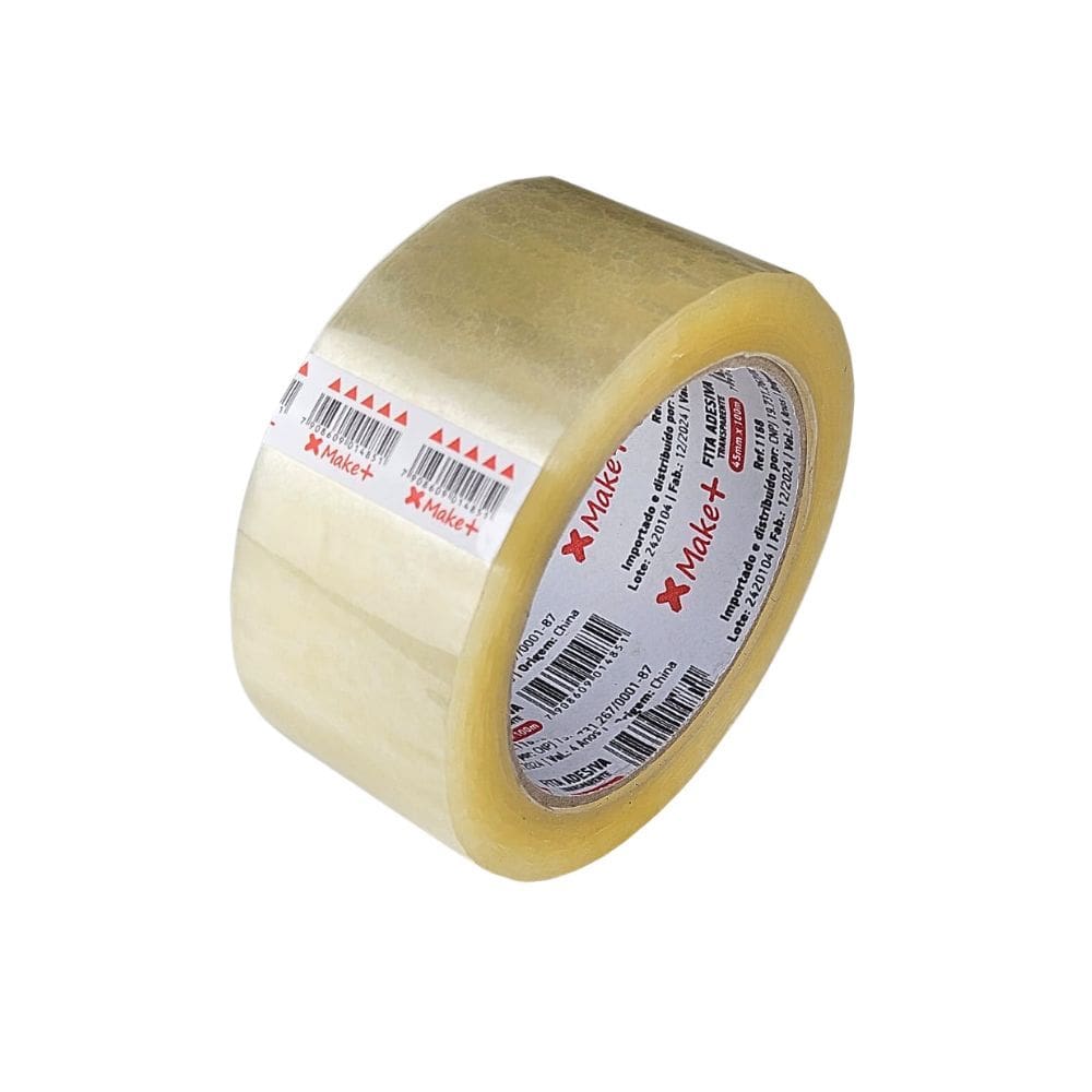 Fita Adesiva Transparente 45mm x 100m Rolo de Alta Aderência Resistente Unidade  - Make+