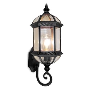 Arandela Colonial Metal Preto Vidro Transparente 52cm 1E27