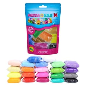 Massinha de Modelar de E.V.A  20 Cores Lindas Multicoloridas 250g - MAKE+