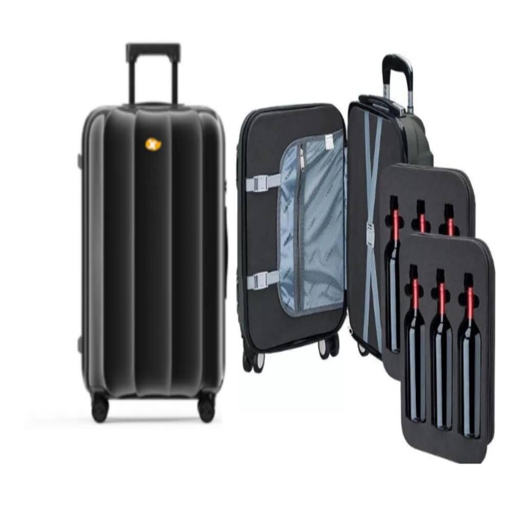 Kit Mala Viagem Para Transporte De Vinho Colmeia Espuma Protetora 6 Garrafas Vidro Anac Winebag