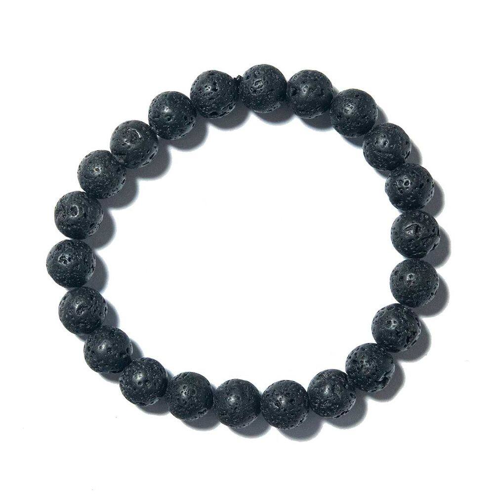 Pulseira Bolinha Lava Vulcânica ou Lava Rock Natural 8mm
