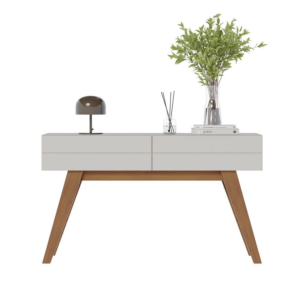 Aparador Buffet Sala de Jantar 2 Gavetas Moon 136cm Off White Matte/Freijó C04 - D`Rossi