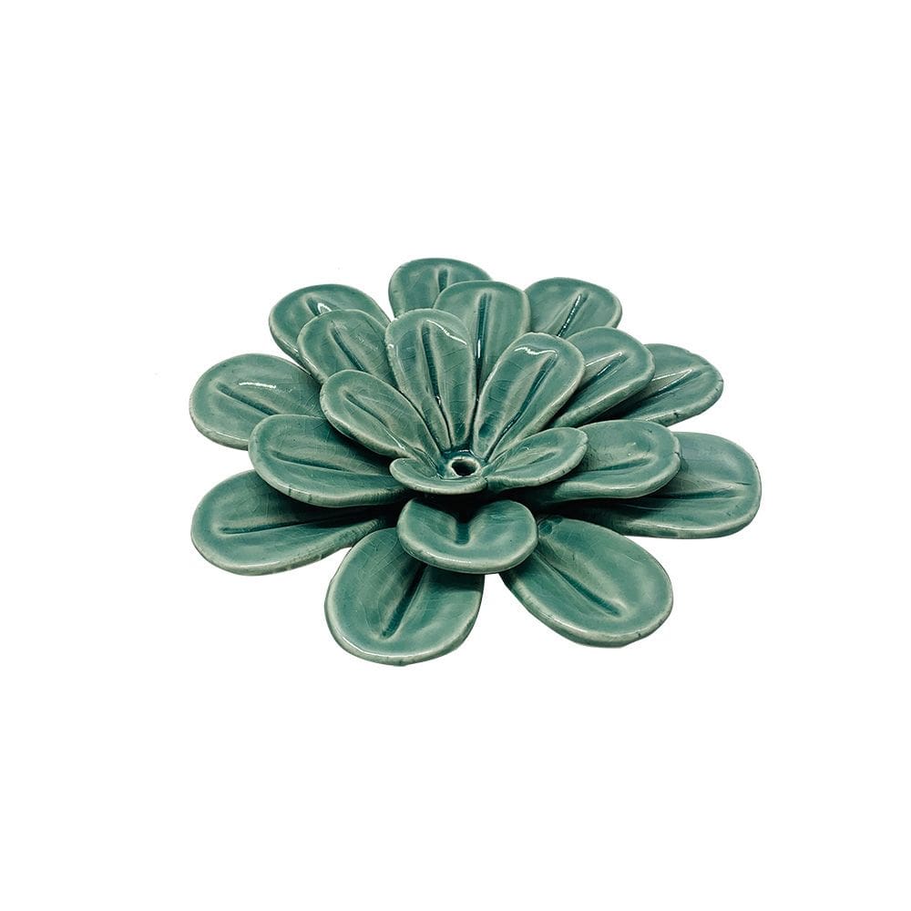Peça Decorativa Flor em Cerâmica Verde 13cm DL0183 BTC