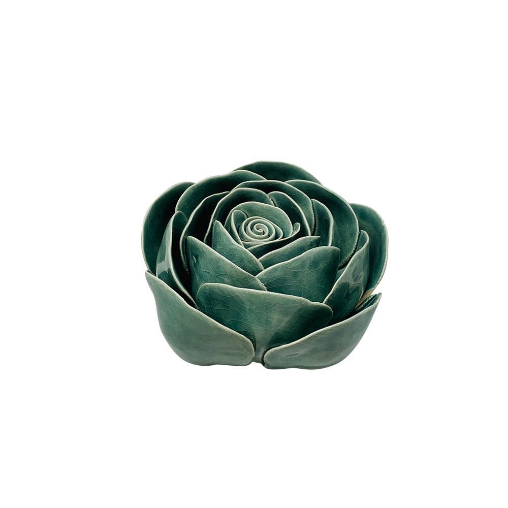 Peça Decorativa Flor em Cerâmica Verde 11cm DL0180 BTC