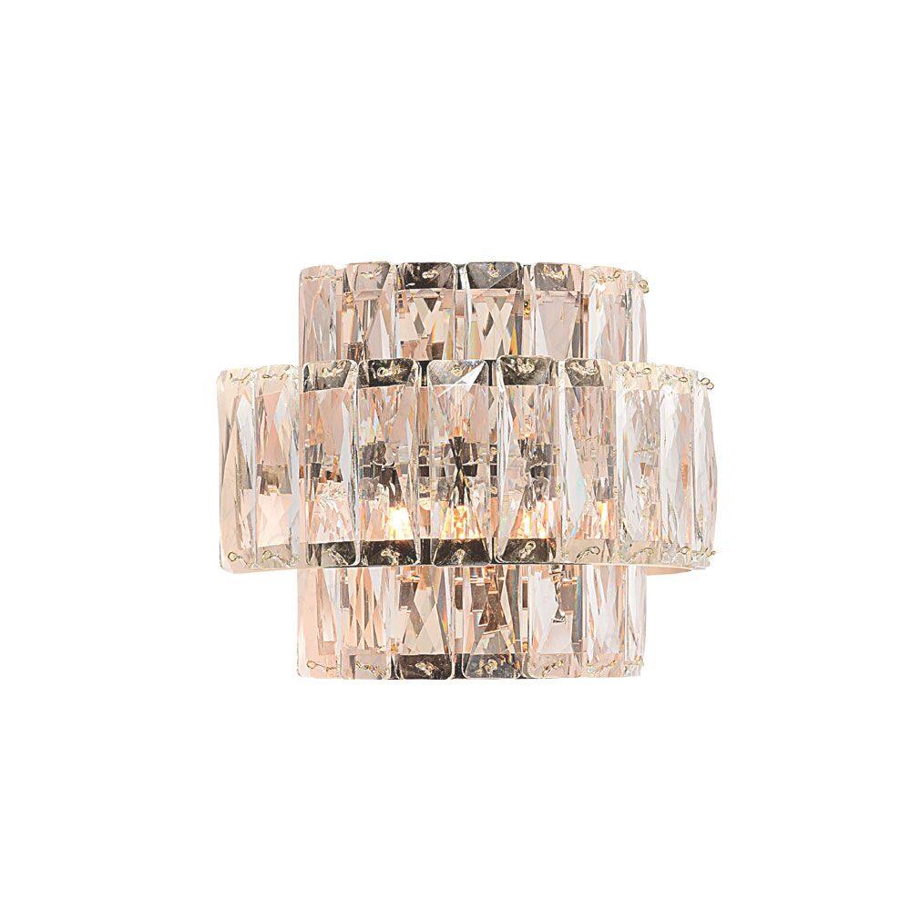 Arandela Dourada com Cristais Transparente 2G9 16cm 15687-PL