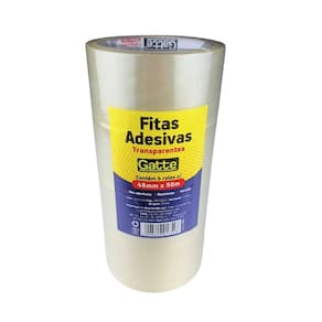 Fita Adesiva Transparente 48mm x 50m c/ 4 Rolos de Alta Aderência Resistente - Gatte