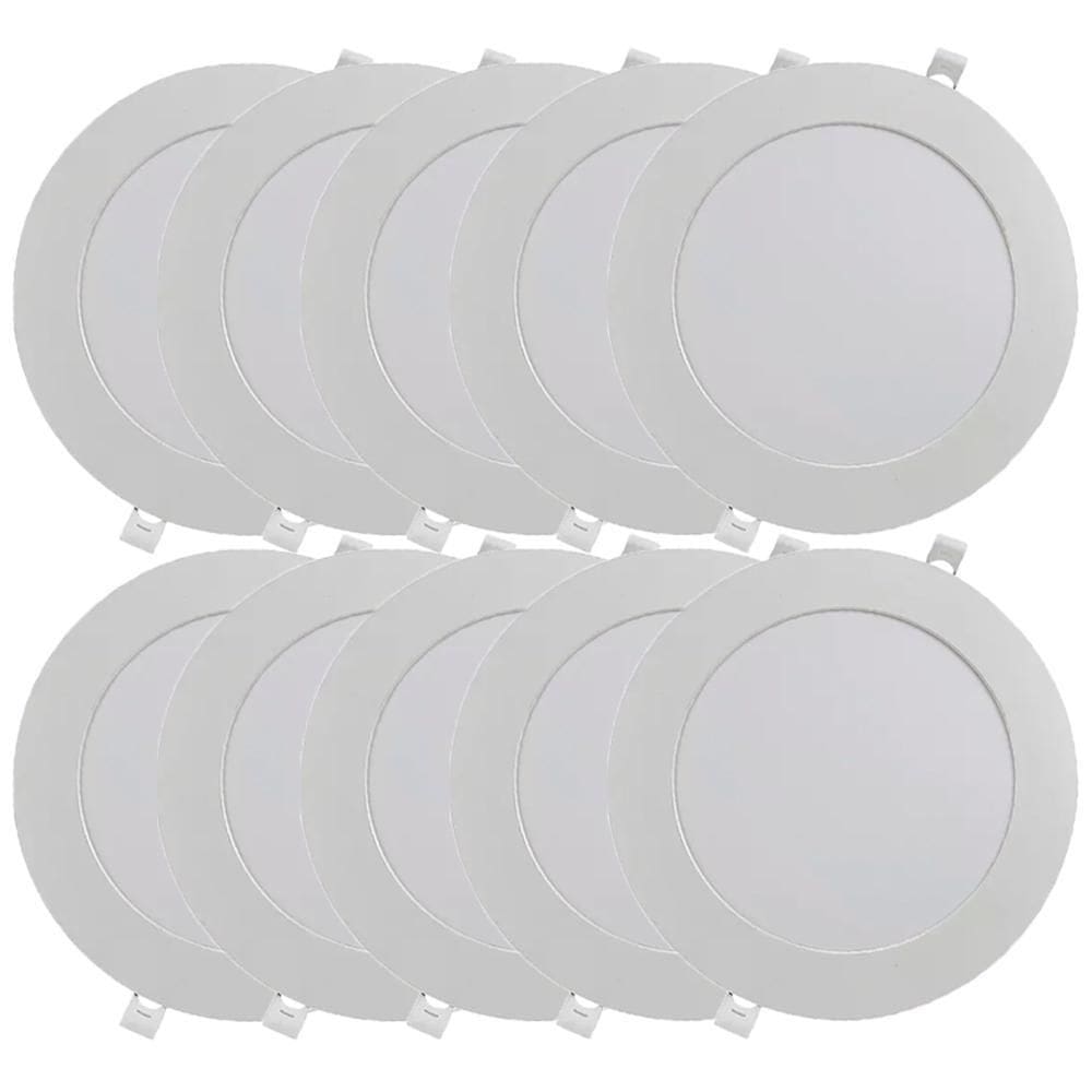 Kit 10 Luminária Plafon Led Redondo Embutir 18W 3000K - Noll