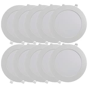 Kit 10 Luminária Plafon Led Redondo Embutir 18W 3000K - Noll