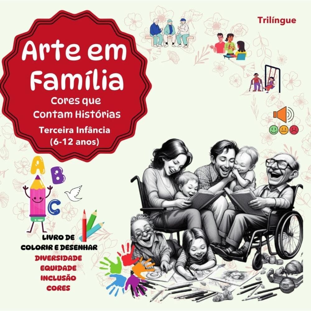 Arte em Familia:Livro trilingue de colorir e desenhar: Segunda Infância (26 anos)  Amor