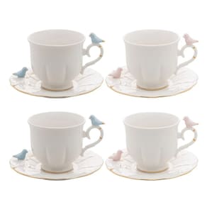 Conjunto 4 Xícaras De Porcelana Para Chá Birds 200ml Wolff