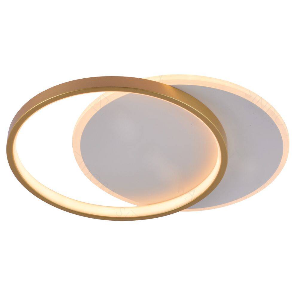Plafon Moderno Aros Dourado Fosco 40cm Led 36W 3 em 1 Bivolt 15696-PL
