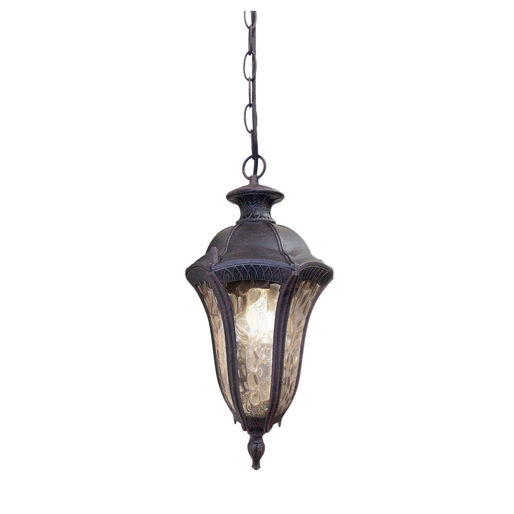 Pendente Colonial Metal Marrom e Policarbonato 37cm 1E27