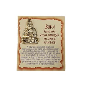 Talismã Buda Dourado Em Metal/Papel
