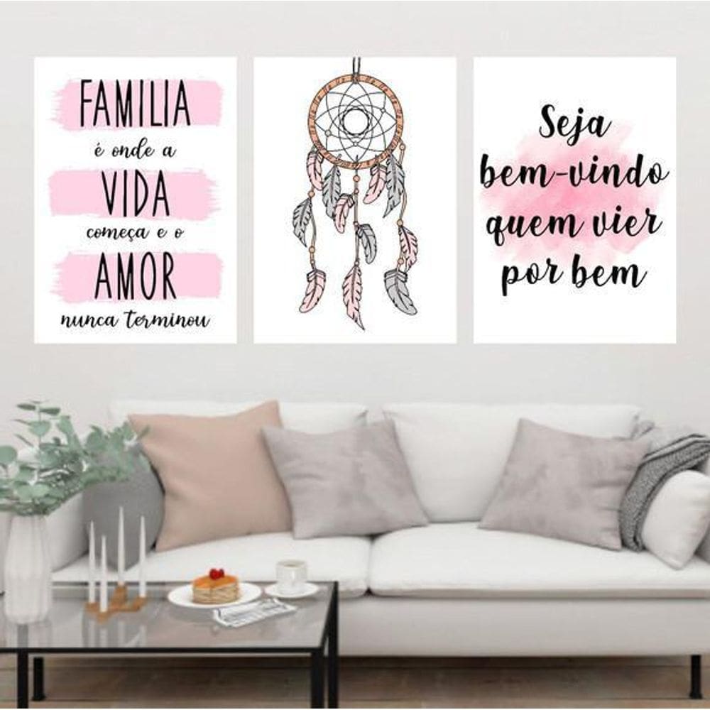 Kit 3 Quadros Família Filtro Dos Sonhos 24X18Cm