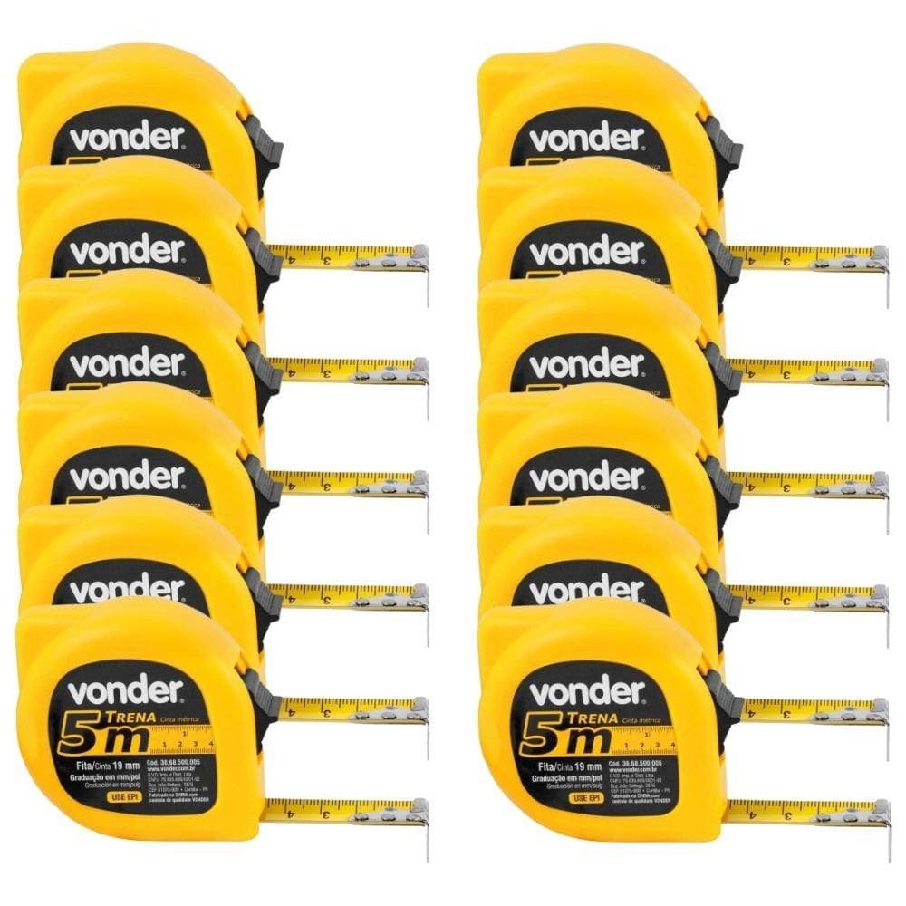 Trena Curta de Aço 5m x 19mm Caixa com 12 Unidades - Vonder