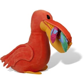 Pelicano Com Dois Peixes No Bico Pelúcia 30Cm