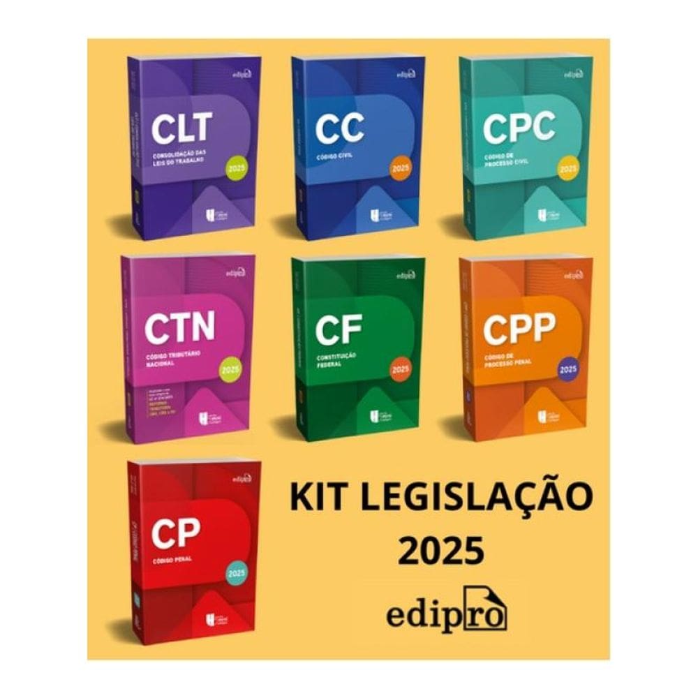 Kit Coleção Legislação 2025 – Constituição Federal 2025 + Clt 2025 + Código Civil 2025 + Código De P