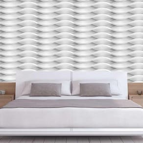 Papel De Parede Geométricos Ondas 3D Autocolante Lavável