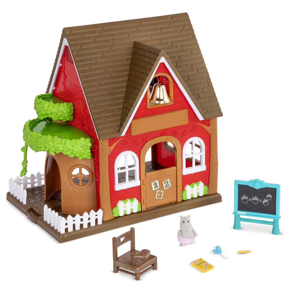Conjunto de brinquedos Dollhouse Li`l Woodzeez Woodland Schoolhouse com 1 boneca