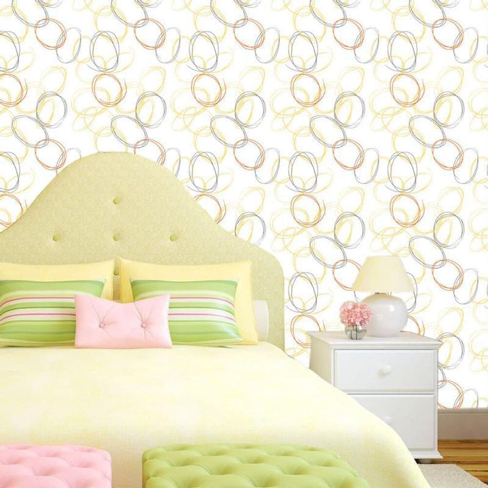 Papel Parede Círculos Oval Colorido Geométrico Autocolante