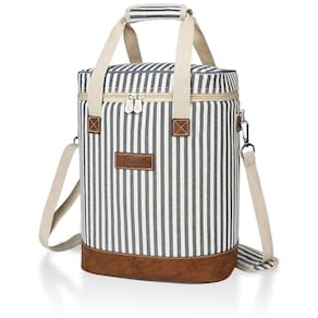 Bolsa Térmica Para Transporte de Vinhos até 4 Garrafas com Alça Ajustável, TIRRINIA, Azul