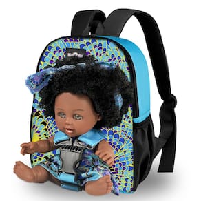 Baby Doll Nice2you preta de 25 cm com mochila para meninas de 2 anos ou mais