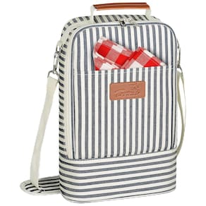 Bolsa Térmica Para Transporte de Vinhos até 2 Garrafas com Alça Ajustável, TIRRINIA 1TRWB230STR, Azul